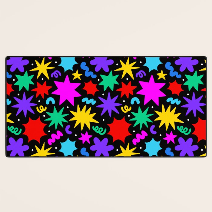Colorful fun abstract star shape pattern Desk Mat Gallery Image 3