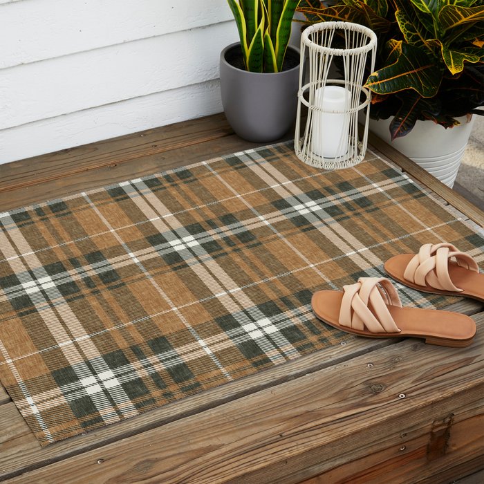fall plaid - warm neutrals Outdoor Rug Gallery Image 2