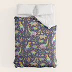 Rainbow color Cheerful Dinosaurus World - bluebg Comforter Gallery Image 6