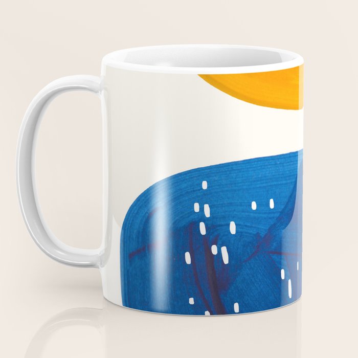 Minimalist Mid century Painting Colorful Yellow Blue Shapes Patterns Coffee Mug Gallery Image 3