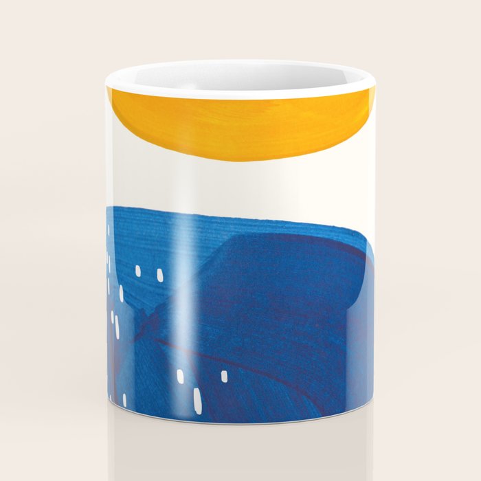 Minimalist Mid century Painting Colorful Yellow Blue Shapes Patterns Coffee Mug Gallery Image 4