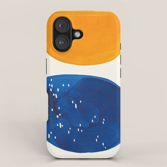 Minimalist Mid century Painting Colorful Yellow Blue Shapes Patterns iPhone Case Gallery Image 1