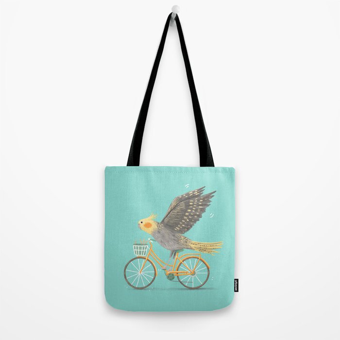 Cockatiel on a Bicycle Tote Bag Gallery Image 2