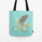 Cockatiel on a Bicycle Tote Bag Gallery Image 1
