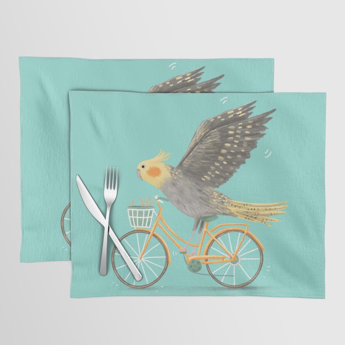 Cockatiel on a Bicycle Placemat Gallery Image 1