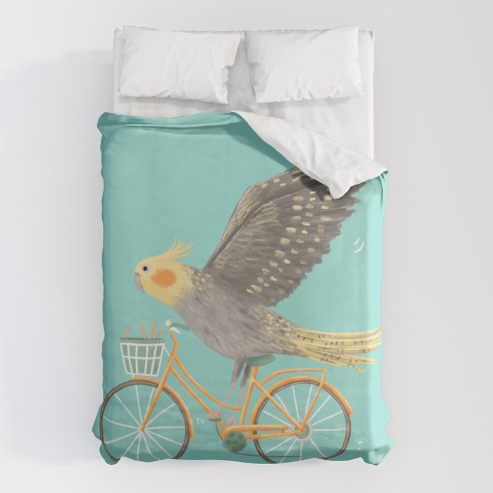 Cockatiel on a Bicycle Duvet Cover Gallery Image 6