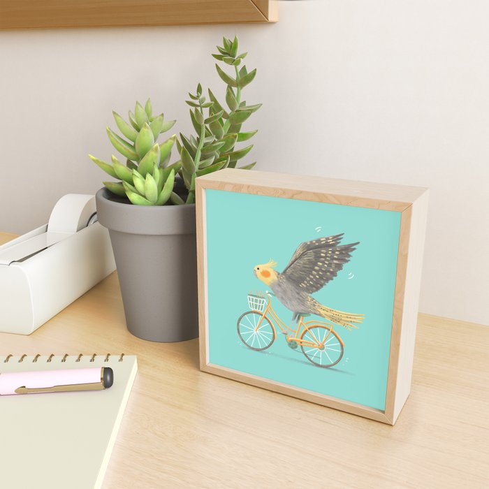 Cockatiel on a Bicycle Mini Art Print Gallery Image 2