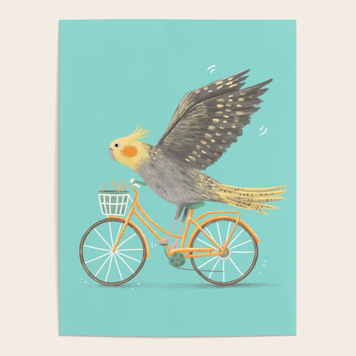 Cockatiel on a Bicycle Poster Gallery Image 4