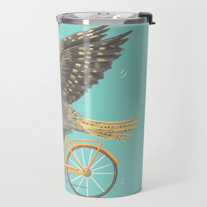 Cockatiel on a Bicycle Travel Mug Gallery Image 2