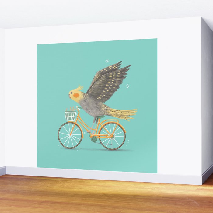 Cockatiel on a Bicycle Wall Mural Gallery Image 2