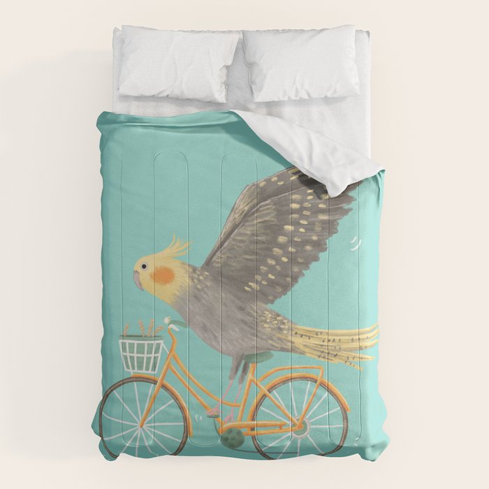 Cockatiel on a Bicycle Comforter Gallery Image 6