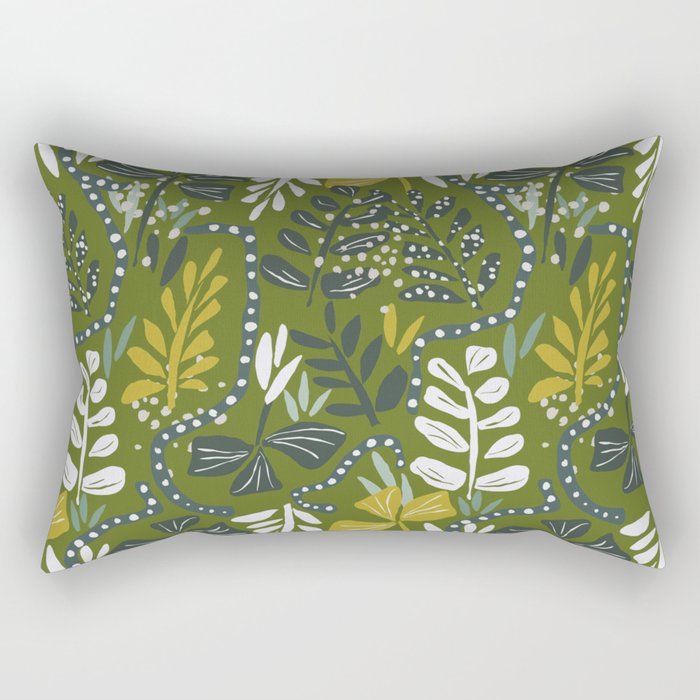 Cozy collection: mix and match happy florals Green leaves love Rectangular Pillow Gallery Image 2