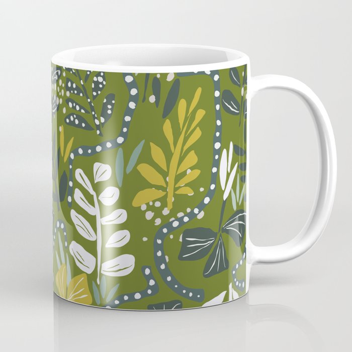 Cozy collection: mix and match happy florals Green leaves love Coffee Mug Gallery Image 1