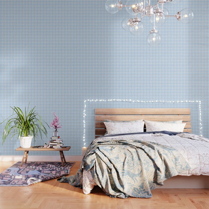 Blue geometric plaid gingham pattern Wallpaper Gallery Image 1