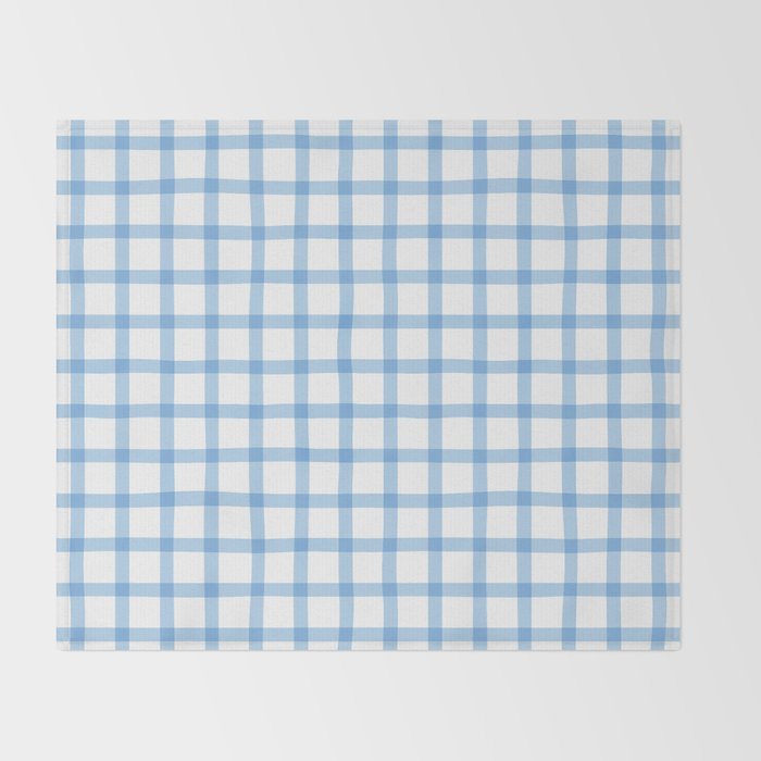Blue geometric plaid gingham pattern Throw Blanket Gallery Image 2