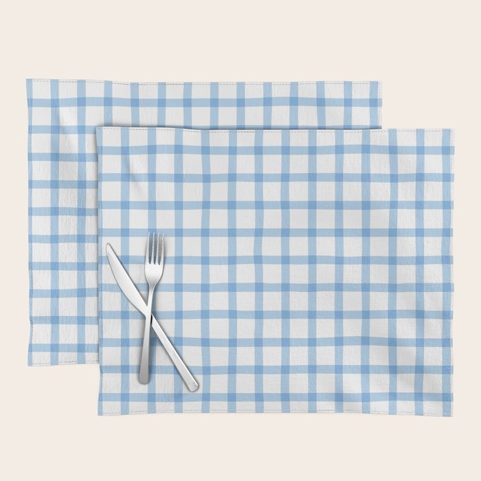 Blue geometric plaid gingham pattern Placemat Gallery Image 1