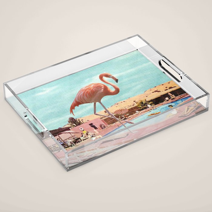 Flamingo on Holiday Acrylic Tray Gallery Image 1