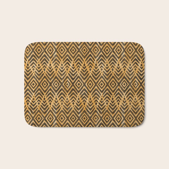 Feather Ikat - Marigold and black Bath Mat Gallery Image 1