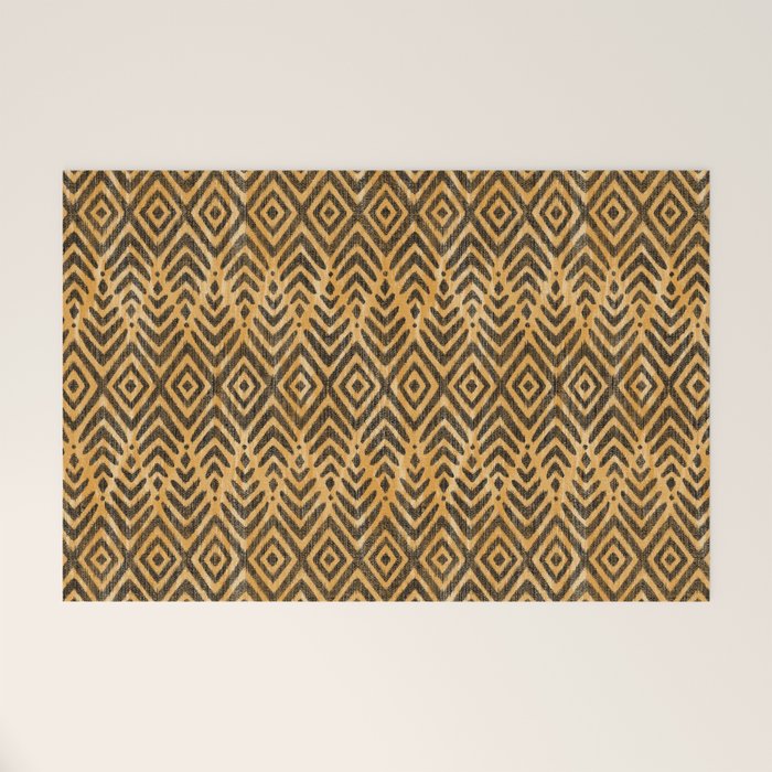 Feather Ikat - Marigold and black Welcome Mat Gallery Image 1