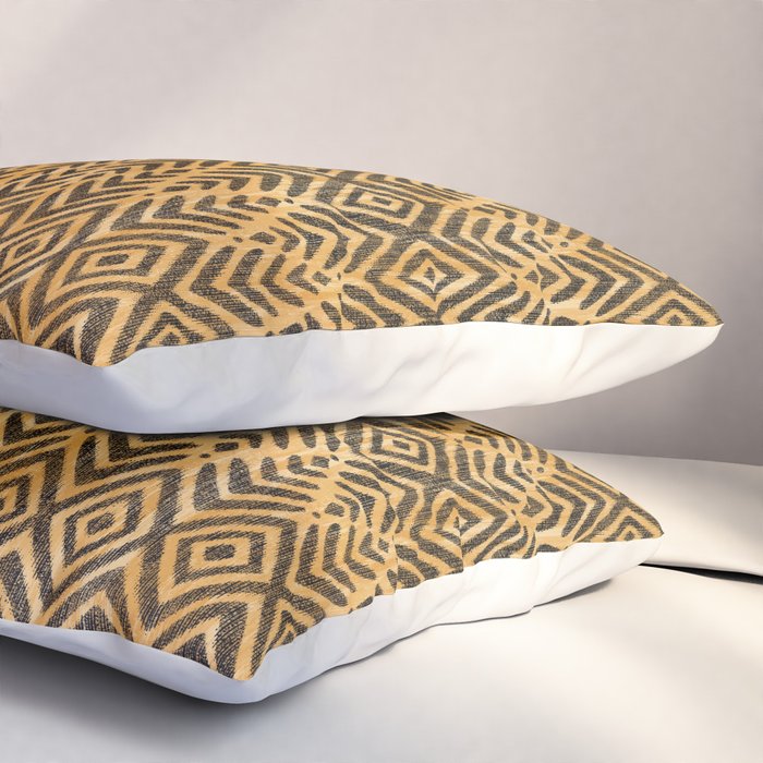Feather Ikat - Marigold and black Pillow Sham Gallery Image 3