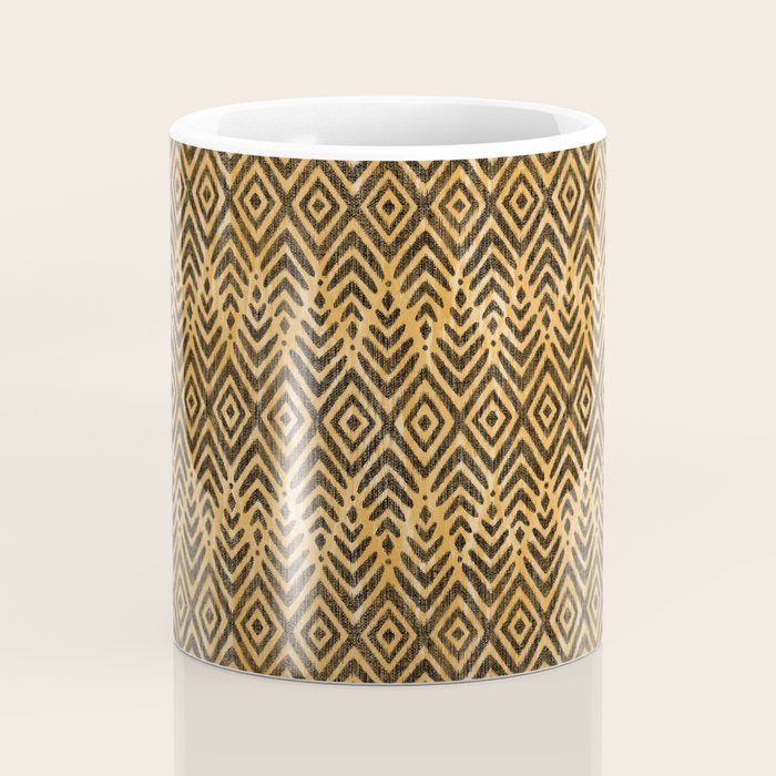Feather Ikat - Marigold and black Coffee Mug Gallery Image 4