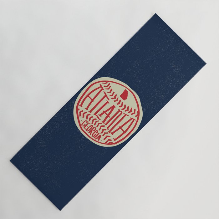Atlanta Georgia Baseball - Hand Drawn, Script Typography Yoga Mat Gallery Image 1
