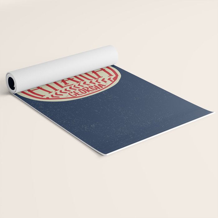 Atlanta Georgia Baseball - Hand Drawn, Script Typography Yoga Mat Gallery Image 2
