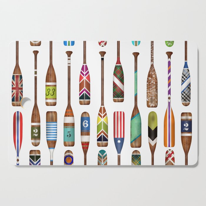 Paddles Lake Oars Colorful Cutting Board Gallery Image 1