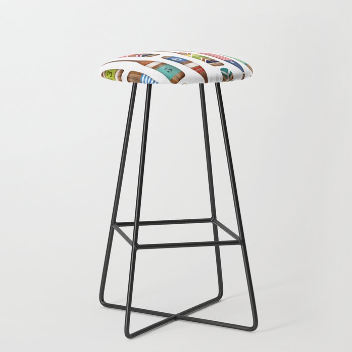 Paddles Lake Oars Colorful Stool Gallery Image 1