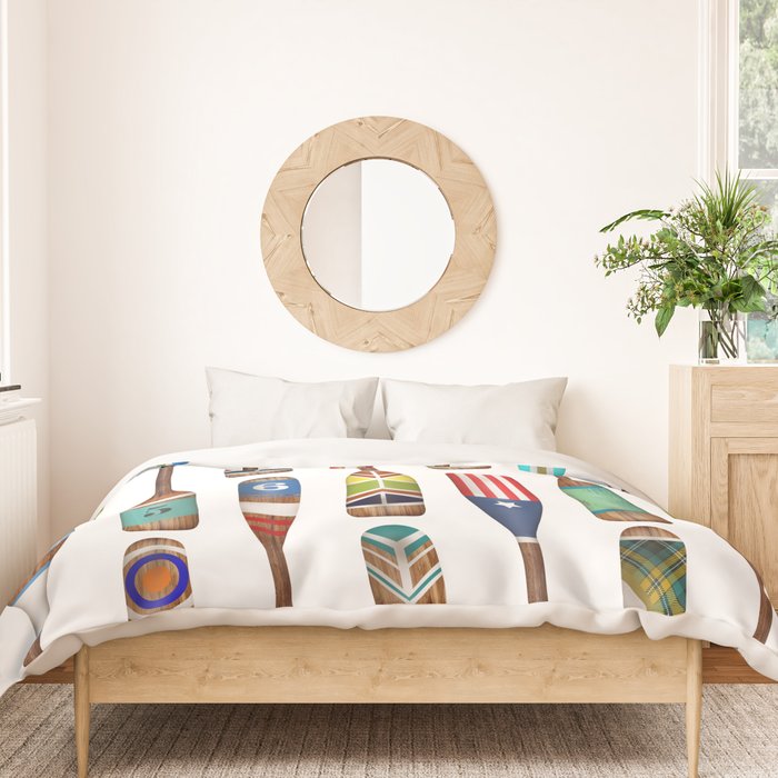 Paddles Lake Oars Colorful Duvet Cover Gallery Image 3