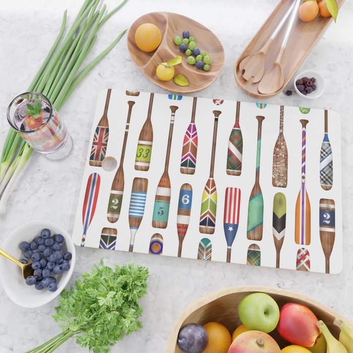 Paddles Lake Oars Colorful Cutting Board Gallery Image 2