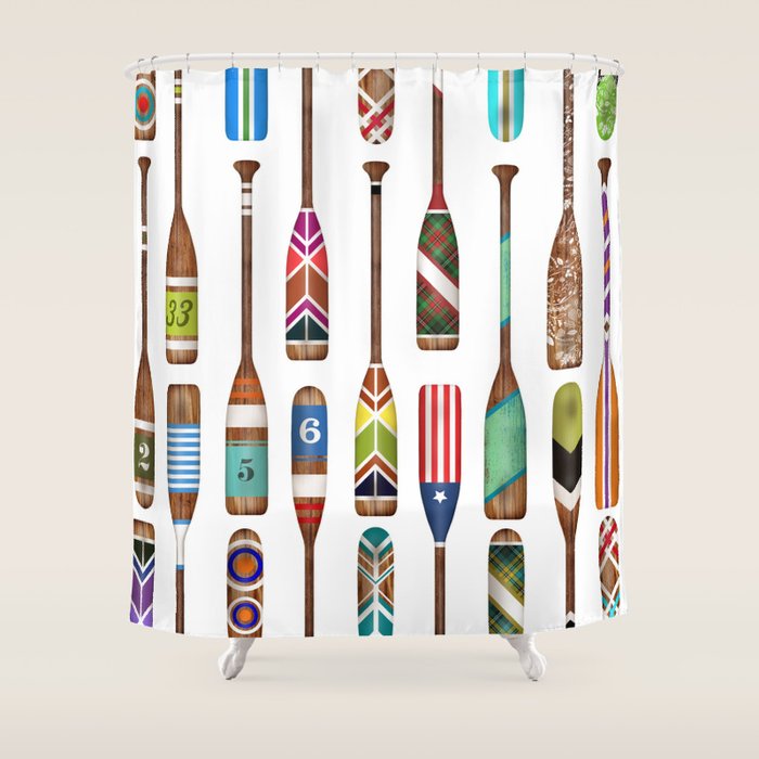 Paddles Lake Oars Colorful Shower Curtain Gallery Image 1