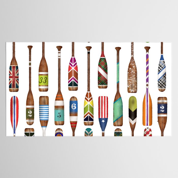Paddles Lake Oars Colorful Tablecloth Gallery Image 2
