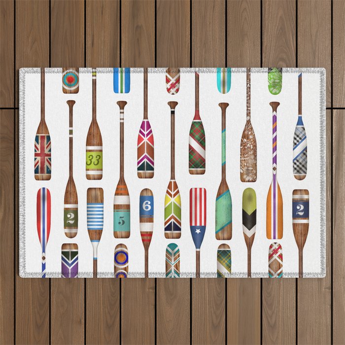 Paddles Lake Oars Colorful Outdoor Rug Gallery Image 1