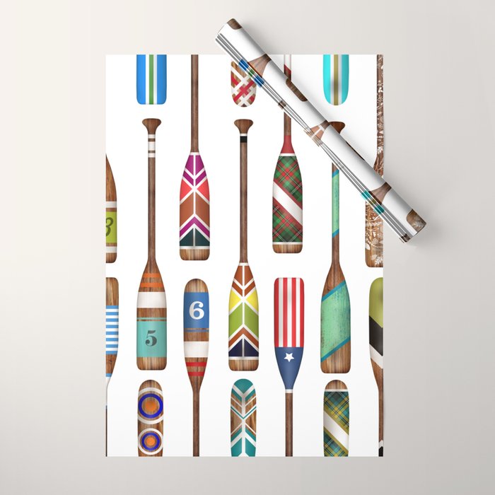Paddles Lake Oars Colorful Wrapping Paper Gallery Image 1