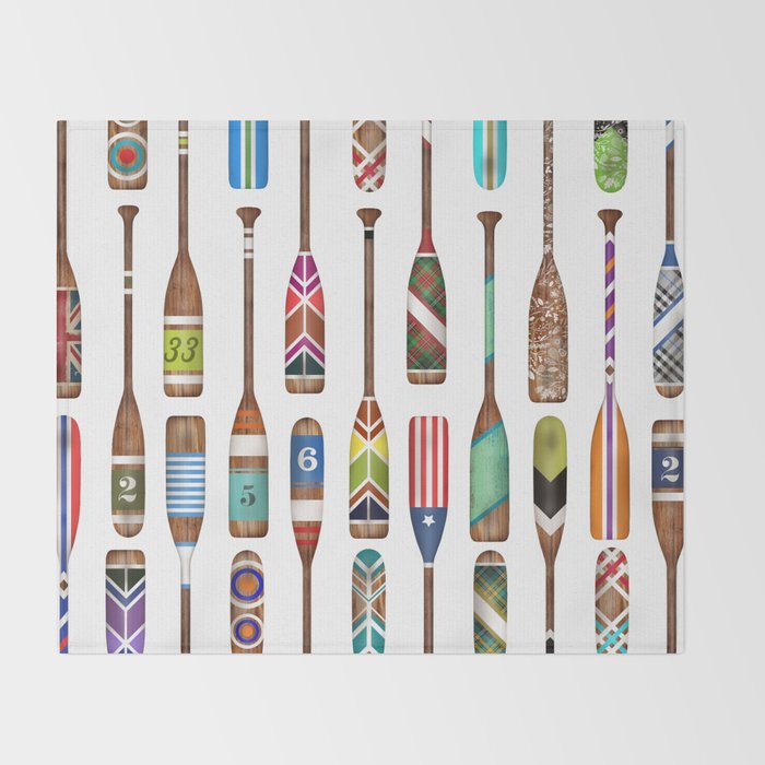 Paddles Lake Oars Colorful Throw Blanket Gallery Image 2