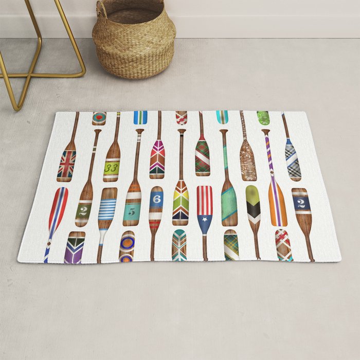 Paddles Lake Oars Colorful Rug Gallery Image 1