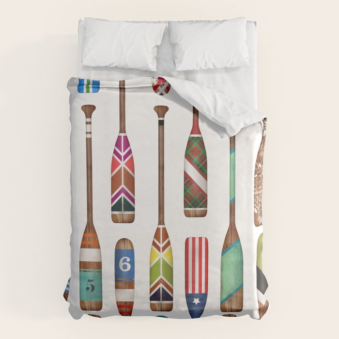Paddles Lake Oars Colorful Duvet Cover Gallery Image 1