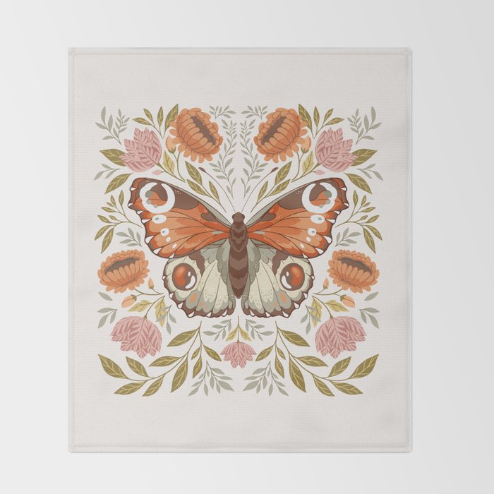 William Morris Inspired Butterfly Throw Blanket Gallery Image 2