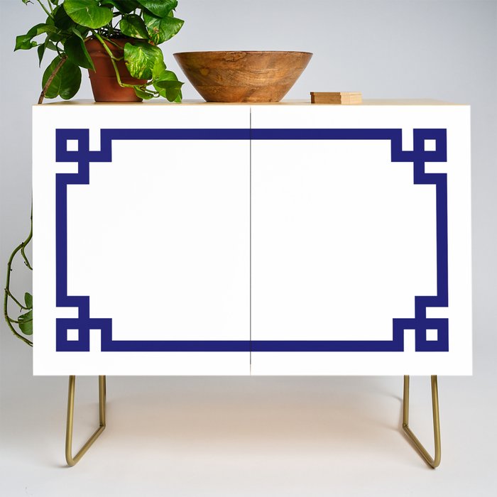 Midnight Blue Greek Key Border Credenza Gallery Image 1