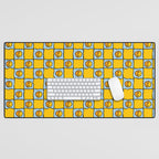 Yellow Ying Yang Checkered Print Desk Mat Gallery Image 1