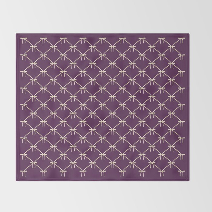 Bows & Ribbons Pattern XXXV Dark Purple Throw Blanket Gallery Image 2