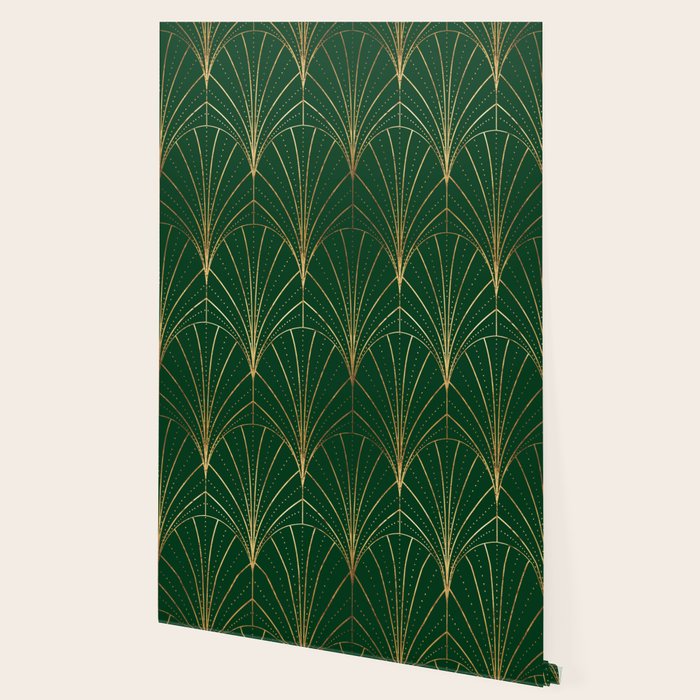 Art Deco Waterfalls // Emerald Green Wallpaper Gallery Image 2