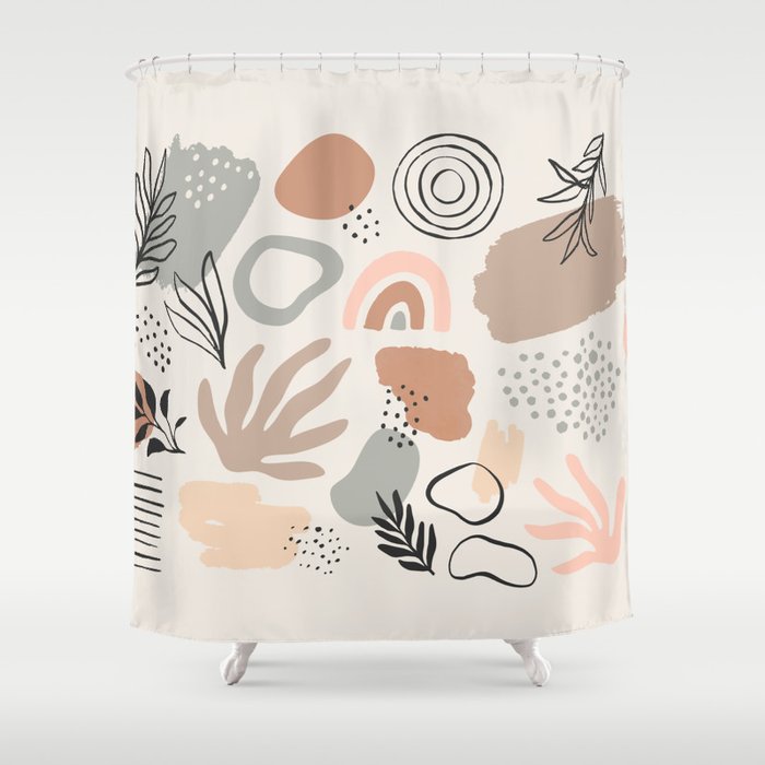 Organic abstract nature art shapes collection Shower Curtain Gallery Image 1