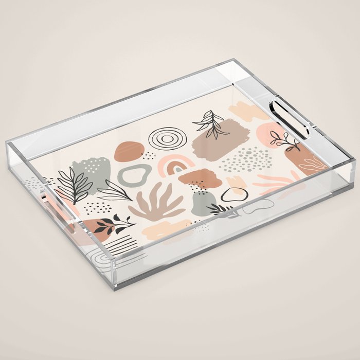 Organic abstract nature art shapes collection Acrylic Tray Gallery Image 1