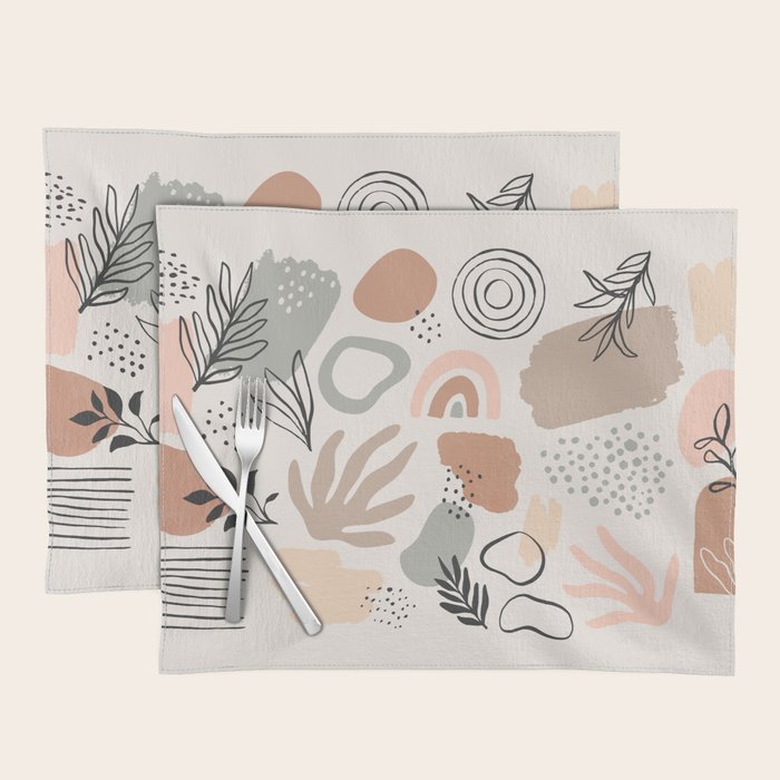 Organic abstract nature art shapes collection Placemat Gallery Image 1