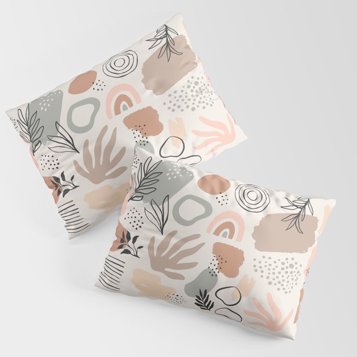 Organic abstract nature art shapes collection Pillow Sham Gallery Image 1