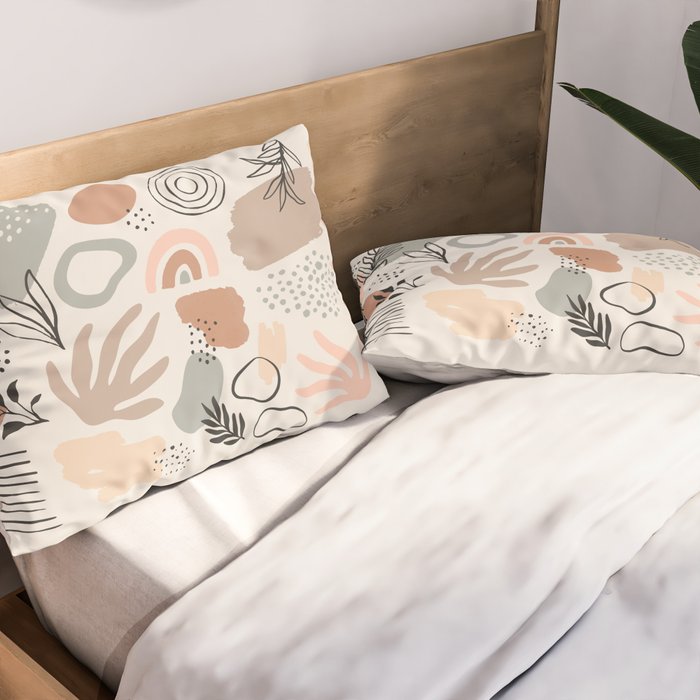 Organic abstract nature art shapes collection Pillow Sham Gallery Image 2