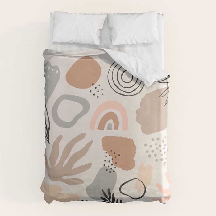 Organic abstract nature art shapes collection Duvet Cover Gallery Image 1