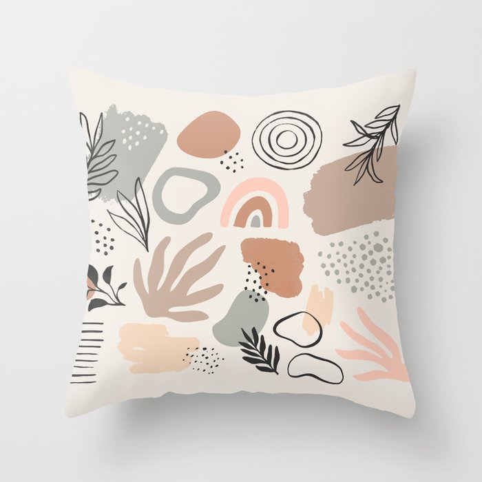 Organic abstract nature art shapes collection Throw Pillow Gallery Image 6
